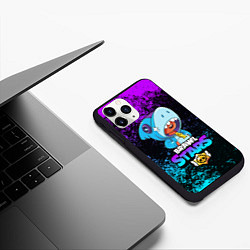 Чехол iPhone 11 Pro матовый BRAWL STARS LEON SHARK, цвет: 3D-черный — фото 2