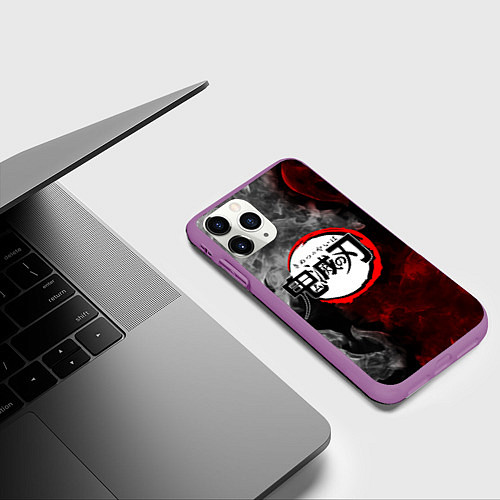 Чехол iPhone 11 Pro матовый KIMETSU NO YAIBA / 3D-Фиолетовый – фото 3