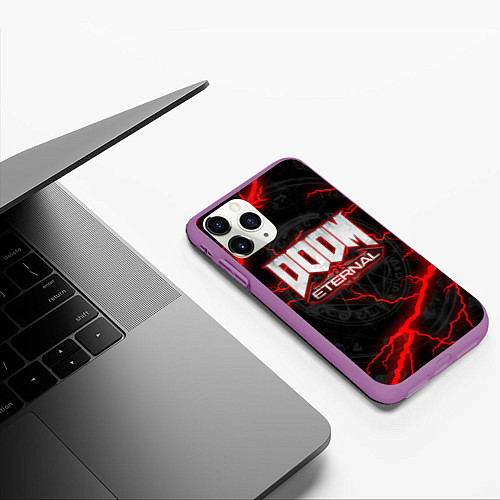 Чехол iPhone 11 Pro матовый DOOM ETERNAL / 3D-Фиолетовый – фото 3