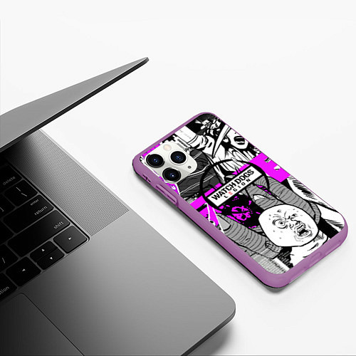 Чехол iPhone 11 Pro матовый WATCH DOGS:LEGION / 3D-Фиолетовый – фото 3