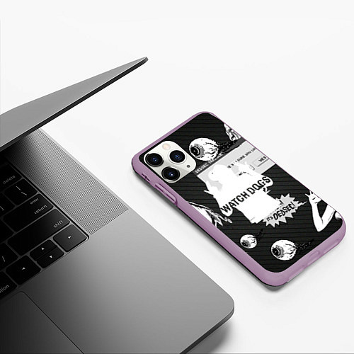 Чехол iPhone 11 Pro матовый WATCH DOGS 2 / 3D-Сиреневый – фото 3