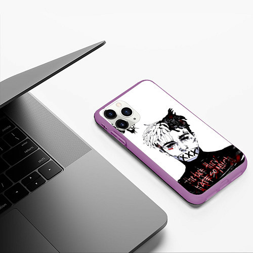 Чехол iPhone 11 Pro матовый Xxxtentacion / 3D-Фиолетовый – фото 3