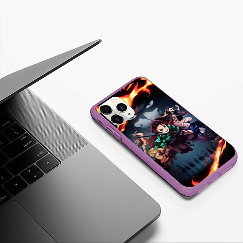 Чехол iPhone 11 Pro матовый KIMETSU NO YAIBA / 3D-Фиолетовый – фото 3