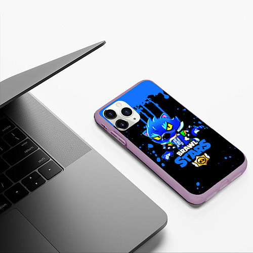 Чехол iPhone 11 Pro матовый Brawl Stars Leon / 3D-Сиреневый – фото 3