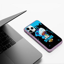 Чехол iPhone 11 Pro матовый Brawl Stars Leon Shark, цвет: 3D-сиреневый — фото 2