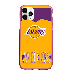 Чехол iPhone 11 Pro матовый Los Angeles Lakers, цвет: 3D-малиновый