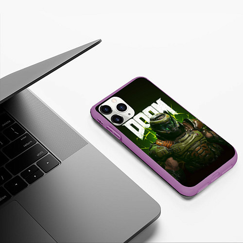 Чехол iPhone 11 Pro матовый Doom Eternal / 3D-Фиолетовый – фото 3