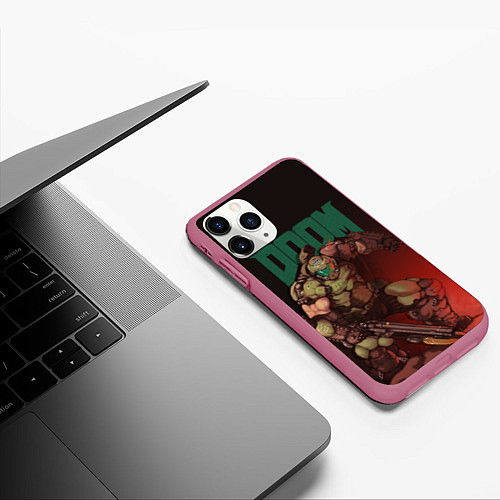 Чехол iPhone 11 Pro матовый Doom / 3D-Малиновый – фото 3