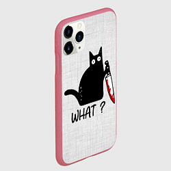 Чехол iPhone 11 Pro матовый What cat, цвет: 3D-малиновый — фото 2