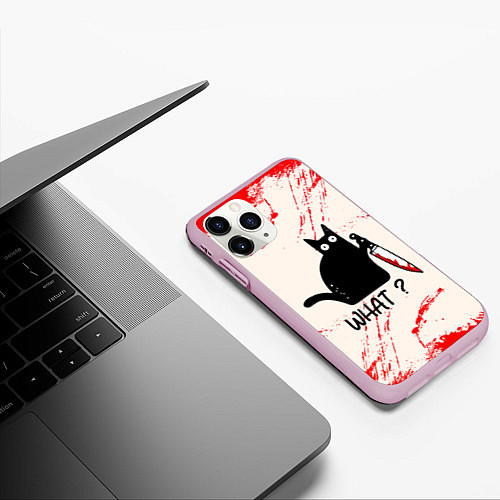 Чехол iPhone 11 Pro матовый What cat / 3D-Розовый – фото 3