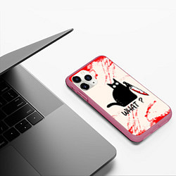 Чехол iPhone 11 Pro матовый What cat, цвет: 3D-малиновый — фото 2