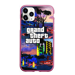 Чехол iPhone 11 Pro матовый GTA, цвет: 3D-малиновый