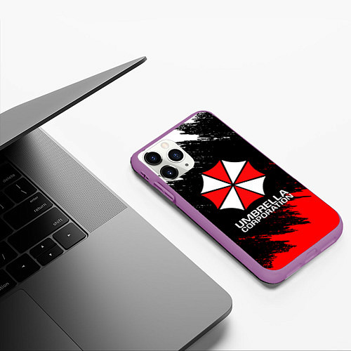 Чехол iPhone 11 Pro матовый UMBRELLA CORP / 3D-Фиолетовый – фото 3