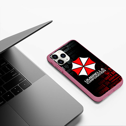 Чехол iPhone 11 Pro матовый RESIDENT EVIL UMBRELLA CORP / 3D-Малиновый – фото 3