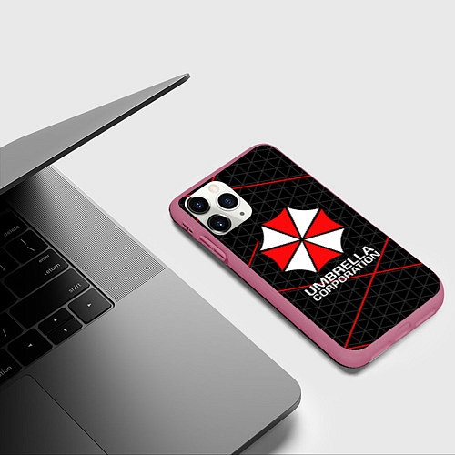 Чехол iPhone 11 Pro матовый UMBRELLA CORP / 3D-Малиновый – фото 3