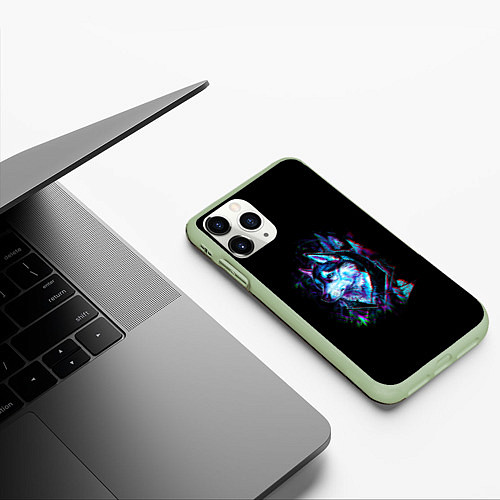 Чехол iPhone 11 Pro матовый Wolf / 3D-Салатовый – фото 3