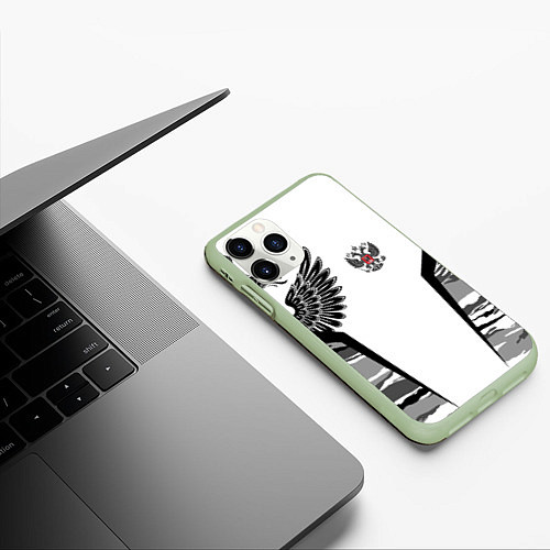 Чехол iPhone 11 Pro матовый Камуфляж Россия / 3D-Салатовый – фото 3