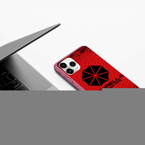 Чехол iPhone 11 Pro матовый Umbrella Corporation / 3D-Малиновый – фото 3