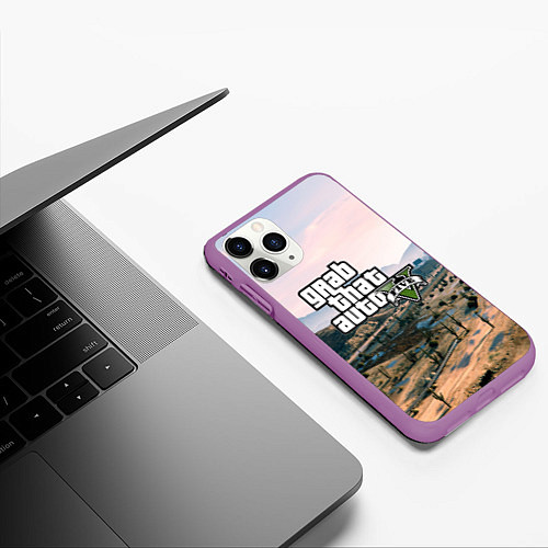 Чехол iPhone 11 Pro матовый Grand Theft Auto 5 / 3D-Фиолетовый – фото 3