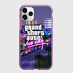 Чехол iPhone 11 Pro матовый Grand Theft Auto Vice City, цвет: 3D-фиолетовый