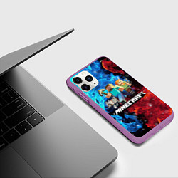 Чехол iPhone 11 Pro матовый Minecraft Майнкрафт, цвет: 3D-фиолетовый — фото 2