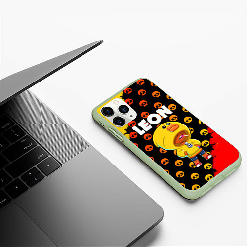 Чехол iPhone 11 Pro матовый Brawl Stars Leon Sally / 3D-Салатовый – фото 3