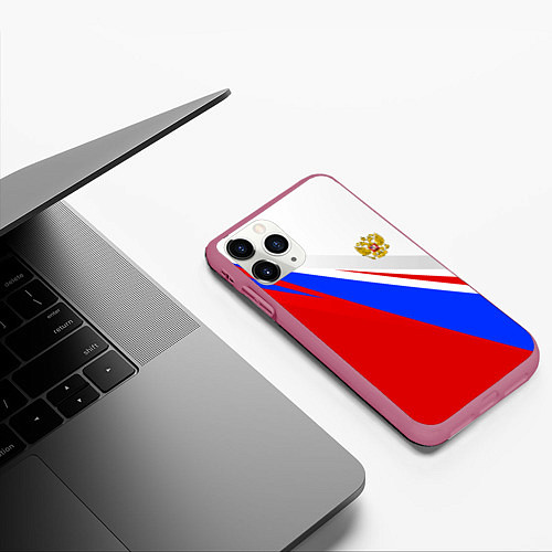 Чехол iPhone 11 Pro матовый Россия / 3D-Малиновый – фото 3