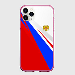 Чехол iPhone 11 Pro матовый Россия, цвет: 3D-малиновый