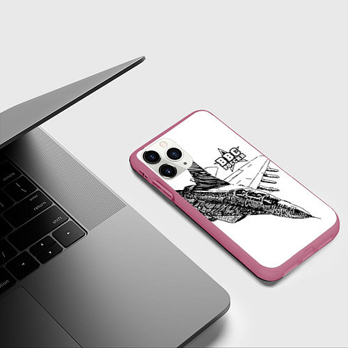 Чехол iPhone 11 Pro матовый ВВС России / 3D-Малиновый – фото 3