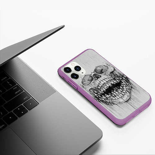 Чехол iPhone 11 Pro матовый Dentist skull / 3D-Фиолетовый – фото 3