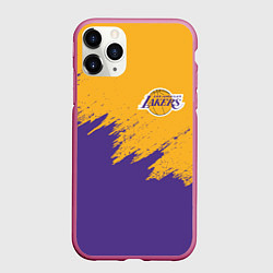 Чехол iPhone 11 Pro матовый LA LAKERS, цвет: 3D-малиновый