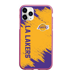 Чехол iPhone 11 Pro матовый LA LAKERS, цвет: 3D-малиновый