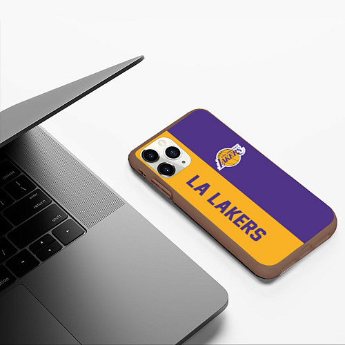 Чехол iPhone 11 Pro матовый LA LAKERS / 3D-Коричневый – фото 3