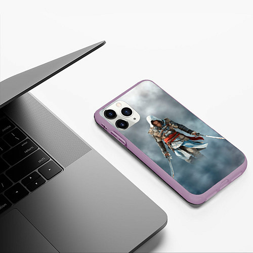 Чехол iPhone 11 Pro матовый ASSASSIN'S CREED / 3D-Сиреневый – фото 3