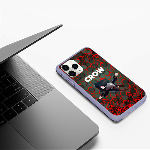 Чехол iPhone 11 Pro матовый BRAWL STARS CROW / 3D-Светло-сиреневый – фото 3