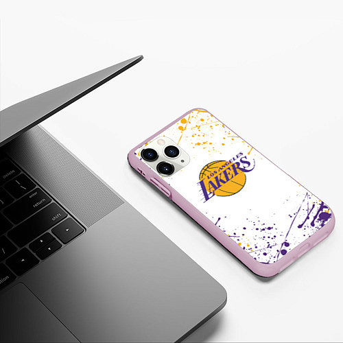 Чехол iPhone 11 Pro матовый LA LAKERS / 3D-Розовый – фото 3