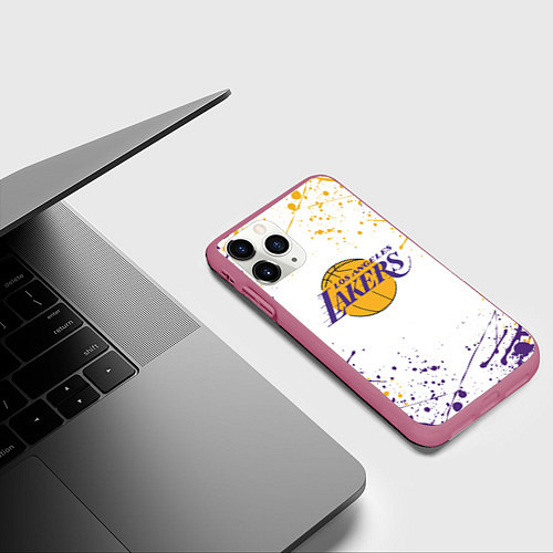 Чехол iPhone 11 Pro матовый LA LAKERS / 3D-Малиновый – фото 3