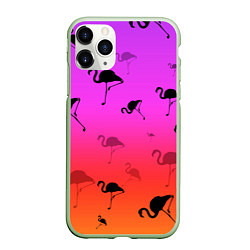 Чехол iPhone 11 Pro матовый Фламинго, цвет: 3D-салатовый