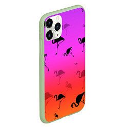 Чехол iPhone 11 Pro матовый Фламинго, цвет: 3D-салатовый — фото 2