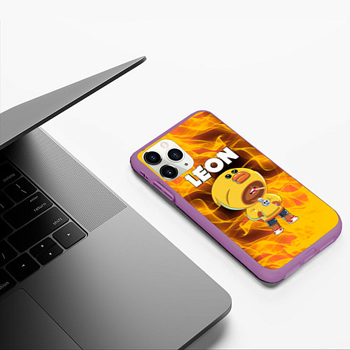 Чехол iPhone 11 Pro матовый BRAWL STARS SALLY LEON / 3D-Фиолетовый – фото 3