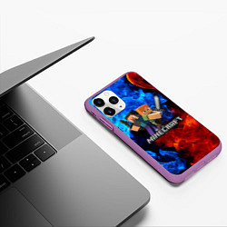 Чехол iPhone 11 Pro матовый MINECRAFT, цвет: 3D-фиолетовый — фото 2