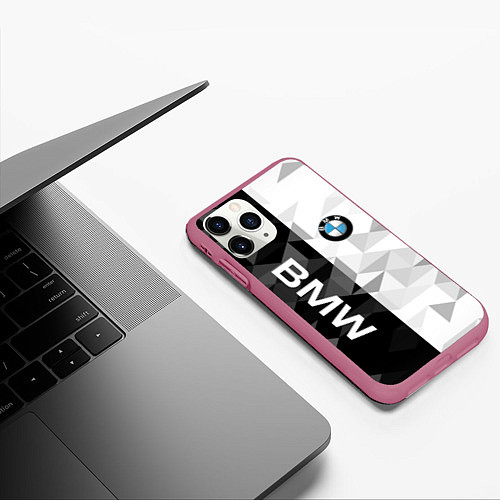 Чехол iPhone 11 Pro матовый BMW / 3D-Малиновый – фото 3