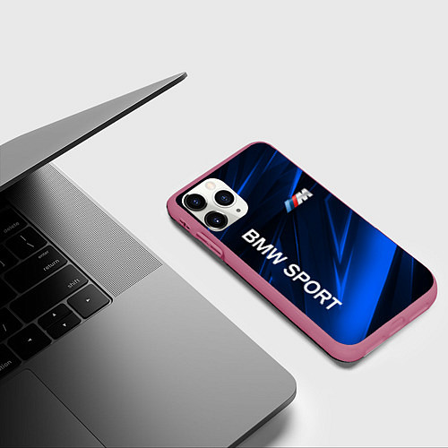 Чехол iPhone 11 Pro матовый BMW БМВ / 3D-Малиновый – фото 3