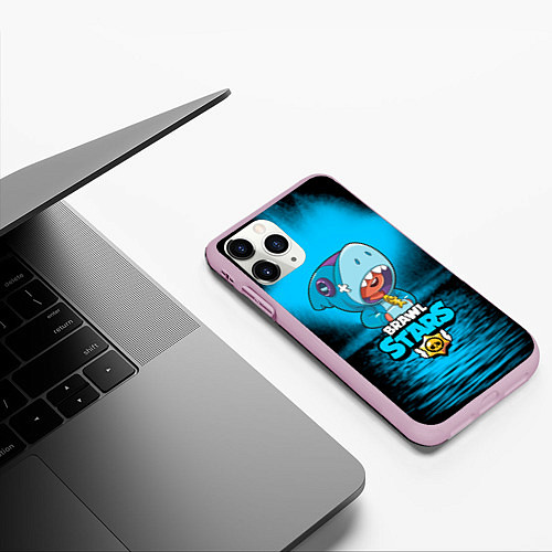 Чехол iPhone 11 Pro матовый Brawl stars leon shark / 3D-Розовый – фото 3