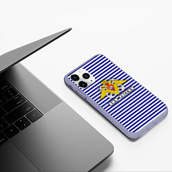 Чехол iPhone 11 Pro матовый Тельняшка ВМФ, цвет: 3D-светло-сиреневый — фото 2
