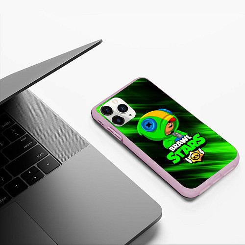 Чехол iPhone 11 Pro матовый BRAWL STARS LEON / 3D-Розовый – фото 3