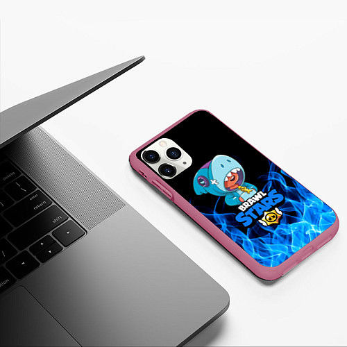 Чехол iPhone 11 Pro матовый BRAWL STARS LEON / 3D-Малиновый – фото 3