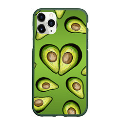 Чехол iPhone 11 Pro матовый Люблю авокадо, цвет: 3D-темно-зеленый
