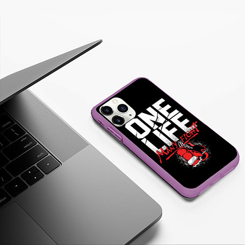 Чехол iPhone 11 Pro матовый One Life Many Fight / 3D-Фиолетовый – фото 3