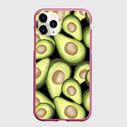 Чехол iPhone 11 Pro матовый Avocado background, цвет: 3D-малиновый